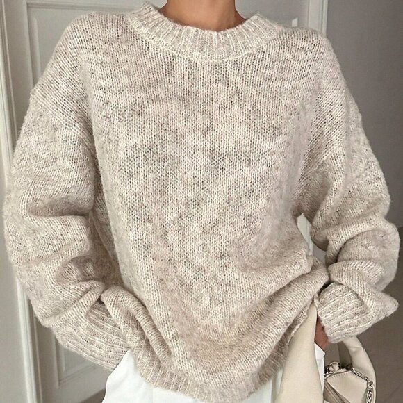 Sweaters - Apricot Casual Women's Solid Drop Shoulder Sweater